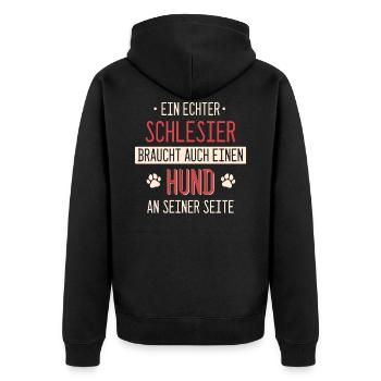 Schlesien Schlesier Deutschland Polen Spruch - Unisex Premium Bio Zip Hoodie - Schwarz - Hinten - Nico (187cm)