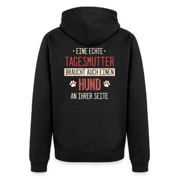 Tagesmutter Tagesmütter Erzieherin Beruf Spruch - Unisex Premium Bio Zip Hoodie - Schwarz - Hinten - Nico (187cm)
