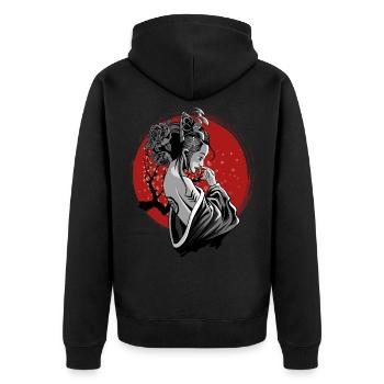 Japan Geisha - Unisex Premium Bio Zip Hoodie - Schwarz - Hinten - Nico (187cm)