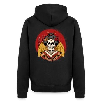 Japan Geisha - Unisex Premium Bio Zip Hoodie - Schwarz - Hinten - Nico (187cm)