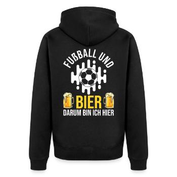 Fußball Fussball - Unisex Premium Bio Zip Hoodie - Schwarz - Hinten - Nico (187cm)