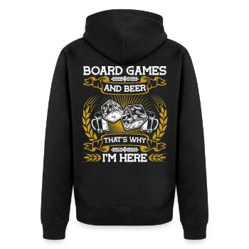 Brettspiel - Unisex Premium Bio Zip Hoodie - Schwarz - Hinten - Nico (187cm)