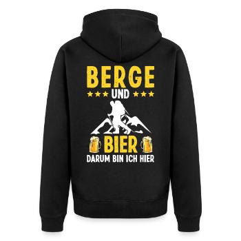 Wandern Trekking Wanderer - Unisex Premium Bio Zip Hoodie - Schwarz - Hinten - Nico (187cm)