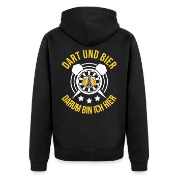 Dart Darter Dartsport - Unisex Premium Bio Zip Hoodie - Schwarz - Hinten - Nico (187cm)
