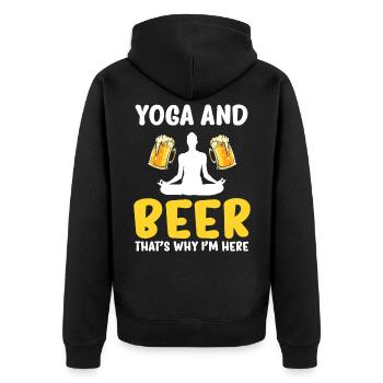 Yoga Yogi - Unisex Premium Organic Zip Hoodie - black - Back - Nico (187cm)