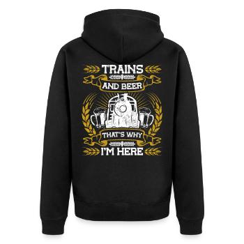 Eisenbahn Eisenbahner Zug Lok Lokführer - Unisex Premium Bio Zip Hoodie - Schwarz - Hinten - Nico (187cm)