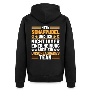 Mein Schafpudel und Ich Hütehund Hütepudel - Unisex Premium Bio Zip Hoodie - Schwarz - Hinten - Nico (187cm)
