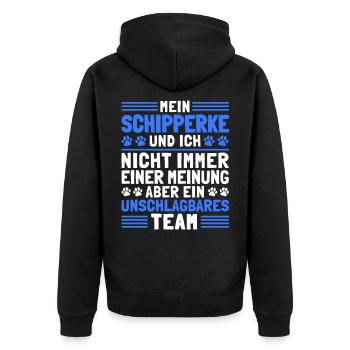 Mein Schipperke und Ich belgischer Schäferhund - Unisex Premium Bio Zip Hoodie - Schwarz - Hinten - Nico (187cm)