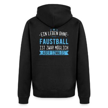 Faustball Fistball Sport Faustballer Spruch - Unisex Premium Bio Zip Hoodie - Schwarz - Hinten - Nico (187cm)