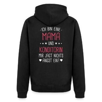 Konditorin Konditorei Kuchen Torte Beruf Spruch - Unisex Premium Bio Zip Hoodie - Schwarz - Hinten - Nico (187cm)