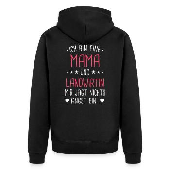Landwirt Bauer Bauernhof Landwirtin Beruf Spruch - Unisex Premium Bio Zip Hoodie - Schwarz - Hinten - Nico (187cm)