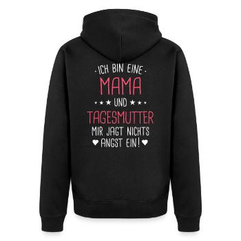 Tagesmutter Tagesmütter Erzieherin Beruf Spruch - Unisex Premium Bio Zip Hoodie - Schwarz - Hinten - Nico (187cm)