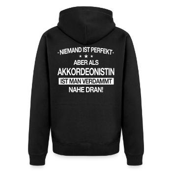 Akkordeon Ziehharmonika Instrument Musik Spruch - Unisex Premium Bio Zip Hoodie - Schwarz - Hinten - Nico (187cm)