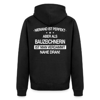 Bauzeichnerin Konstruktionszeichnerin Beruf Spruch - Unisex Premium Bio Zip Hoodie - Schwarz - Hinten - Nico (187cm)