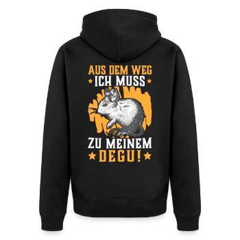 Muss zu meinem Degu Nager chilenisches Nagetier - Unisex Premium Bio Zip Hoodie - Schwarz - Hinten - Nico (187cm)