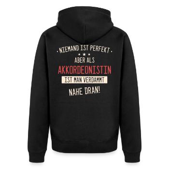 Akkordeon Ziehharmonika Instrument Musik Spruch - Unisex Premium Bio Zip Hoodie - Schwarz - Hinten - Nico (187cm)