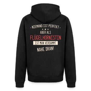 Flügelhornistin Flügelhorn Horn Instrument Spruch - Unisex Premium Bio Zip Hoodie - Schwarz - Hinten - Nico (187cm)
