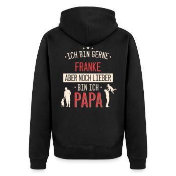 Franken Franke Fränkin Fränkisch Heimat Spruch - Unisex Premium Bio Zip Hoodie - Schwarz - Hinten - Nico (187cm)