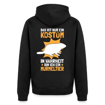 Murmeltier Kostüm Erdhörnchen Nagetier Geschenk - Unisex Premium Bio Zip Hoodie - Schwarz - Hinten - Nico (187cm)