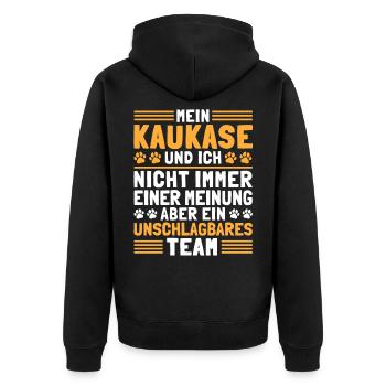 Mein Kaukasischer Owtscharka und Ich Kaukase - Unisex Premium Bio Zip Hoodie - Schwarz - Hinten - Nico (187cm)
