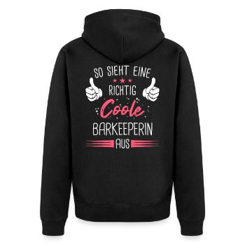 Barkeeper Kellner Barfrau Alkohol Cocktail Spruch - Unisex Premium Bio Zip Hoodie - Schwarz - Hinten - Nico (187cm)