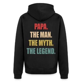 papa l’homme le mythe la légende the man myth - Veste à capuche bio Premium Unisexe - noir - Dos - Nico (187cm)