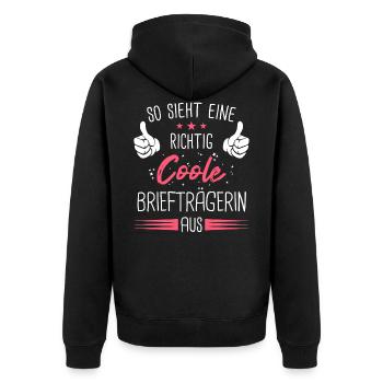 Briefträgerin Postbotin Paketdienste Beruf Spruch - Unisex Premium Bio Zip Hoodie - Schwarz - Hinten - Nico (187cm)