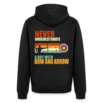Bogenschütze Bogensport Pfeil Bogen Bogenschießen - Unisex Premium Bio Zip Hoodie - Schwarz - Hinten - Nico (187cm)