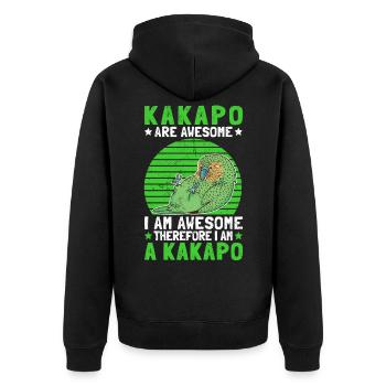 Ich bin ein Kakapo Vogel Neuseeland Papagei - Unisex Premium Bio Zip Hoodie - Schwarz - Hinten - Nico (187cm)