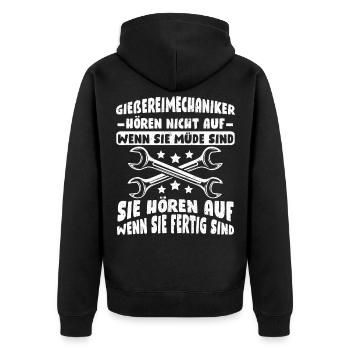 Gießereimechaniker Eisengießer Gießer - Unisex Premium Bio Zip Hoodie - Schwarz - Hinten - Nico (187cm)