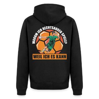 Handball - Unisex Premium Bio Zip Hoodie - Schwarz - Hinten - Nico (187cm)