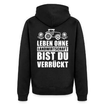 Landwirt Bauer Landwirtschaft - Unisex Premium Bio Zip Hoodie - Schwarz - Hinten - Nico (187cm)
