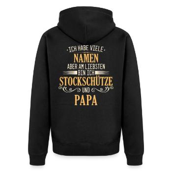 Stockschießen Eisstockschießen Eisstock Spruch - Unisex Premium Bio Zip Hoodie - Schwarz - Hinten - Nico (187cm)