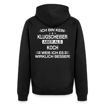 Koch Köche Chefkoch kochen Küche Beruf Spruch - Unisex Premium Bio Zip Hoodie - Schwarz - Hinten - Nico (187cm)
