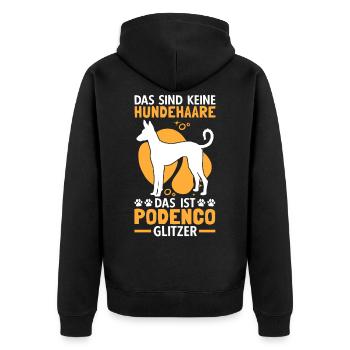 Podenco Glitzer spanischer Windhund Geschenk - Unisex Premium Bio Zip Hoodie - Schwarz - Hinten - Nico (187cm)