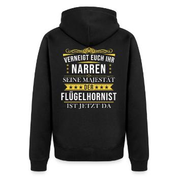 Flügelhornist Flügelhorn Horn Instrument Spruch - Unisex Premium Bio Zip Hoodie - Schwarz - Hinten - Nico (187cm)