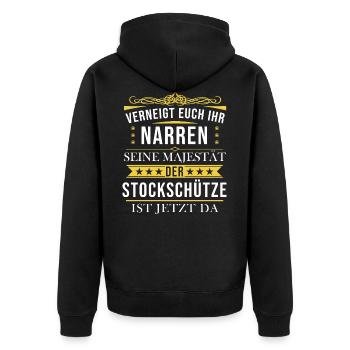 Stockschießen Eisstockschießen Eisstock Spruch - Unisex Premium Bio Zip Hoodie - Schwarz - Hinten - Nico (187cm)