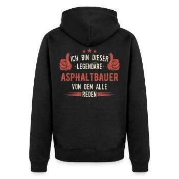 Asphaltbauer Bauarbeiter Straßenbauer Beruf Spruch - Unisex Premium Bio Zip Hoodie - Schwarz - Hinten - Nico (187cm)