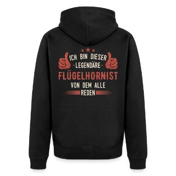 Flügelhornist Flügelhorn Horn Instrument Spruch - Unisex Premium Bio Zip Hoodie - Schwarz - Hinten - Nico (187cm)