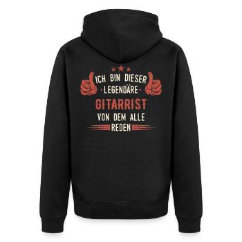 Gitarre Gitarrist Akustikgitarre Instrument Spruch - Unisex Premium Bio Zip Hoodie - Schwarz - Hinten - Nico (187cm)