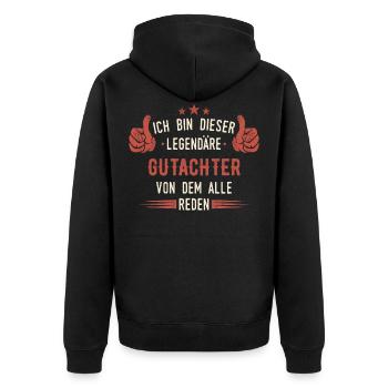 Gutachter Sachverständiger Beruf Spruch Geschenk - Unisex Premium Bio Zip Hoodie - Schwarz - Hinten - Nico (187cm)