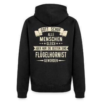 Flügelhornist Flügelhorn Horn Instrument Spruch - Unisex Premium Bio Zip Hoodie - Schwarz - Hinten - Nico (187cm)