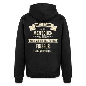 Friseur Friseurin Frisör Arbeit Beruf Spruch - Unisex Premium Bio Zip Hoodie - Schwarz - Hinten - Nico (187cm)