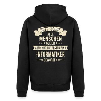 Informatiker Programmierer Informatik Spruch - Unisex Premium Bio Zip Hoodie - Schwarz - Hinten - Nico (187cm)
