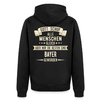 Bayern bayrisch Bayer Deutschland Heimat Spruch - Unisex Premium Bio Zip Hoodie - Schwarz - Hinten - Nico (187cm)