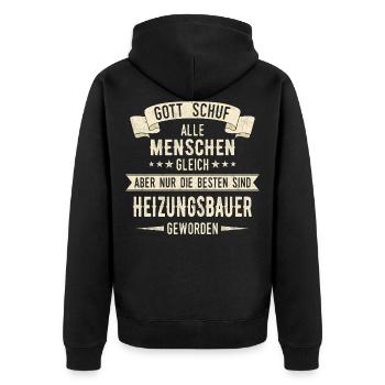 Heizungsbauer Heizungsbau Bauarbeiter Beruf Spruch - Unisex Premium Bio Zip Hoodie - Schwarz - Hinten - Nico (187cm)