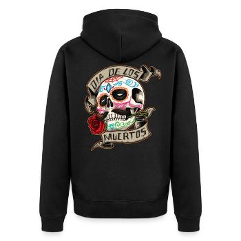 Dia de los muertos Calavera Day Of The Dead - Unisex Premium Bio Zip Hoodie - Schwarz - Hinten - Nico (187cm)
