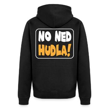 Schwäbischer Dialekt Sprüche Schwaben Sprache - Unisex Premium Bio Zip Hoodie - Schwarz - Hinten - Nico (187cm)