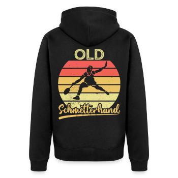 Old Schmetterhand - Unisex Premium Bio Zip Hoodie - Schwarz - Hinten - Nico (187cm)