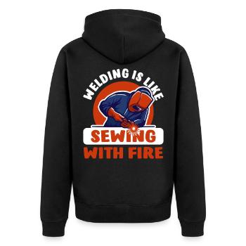 Schweißer Metallbauer Schweißen Metallbau - Unisex Premium Bio Zip Hoodie - Schwarz - Hinten - Nico (187cm)